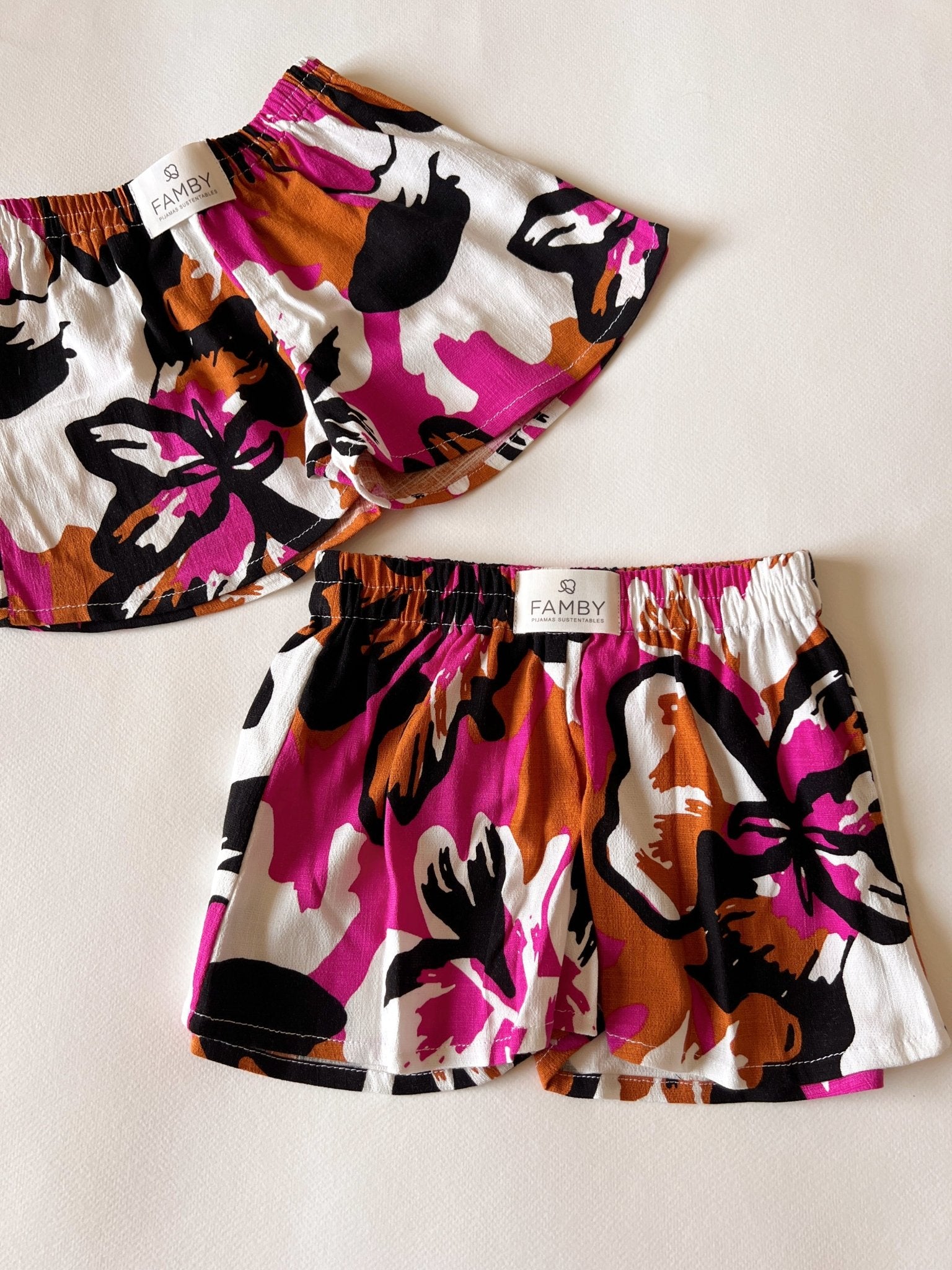 Conjunto Short Mamá e Hija Malva Floreado - fambypj