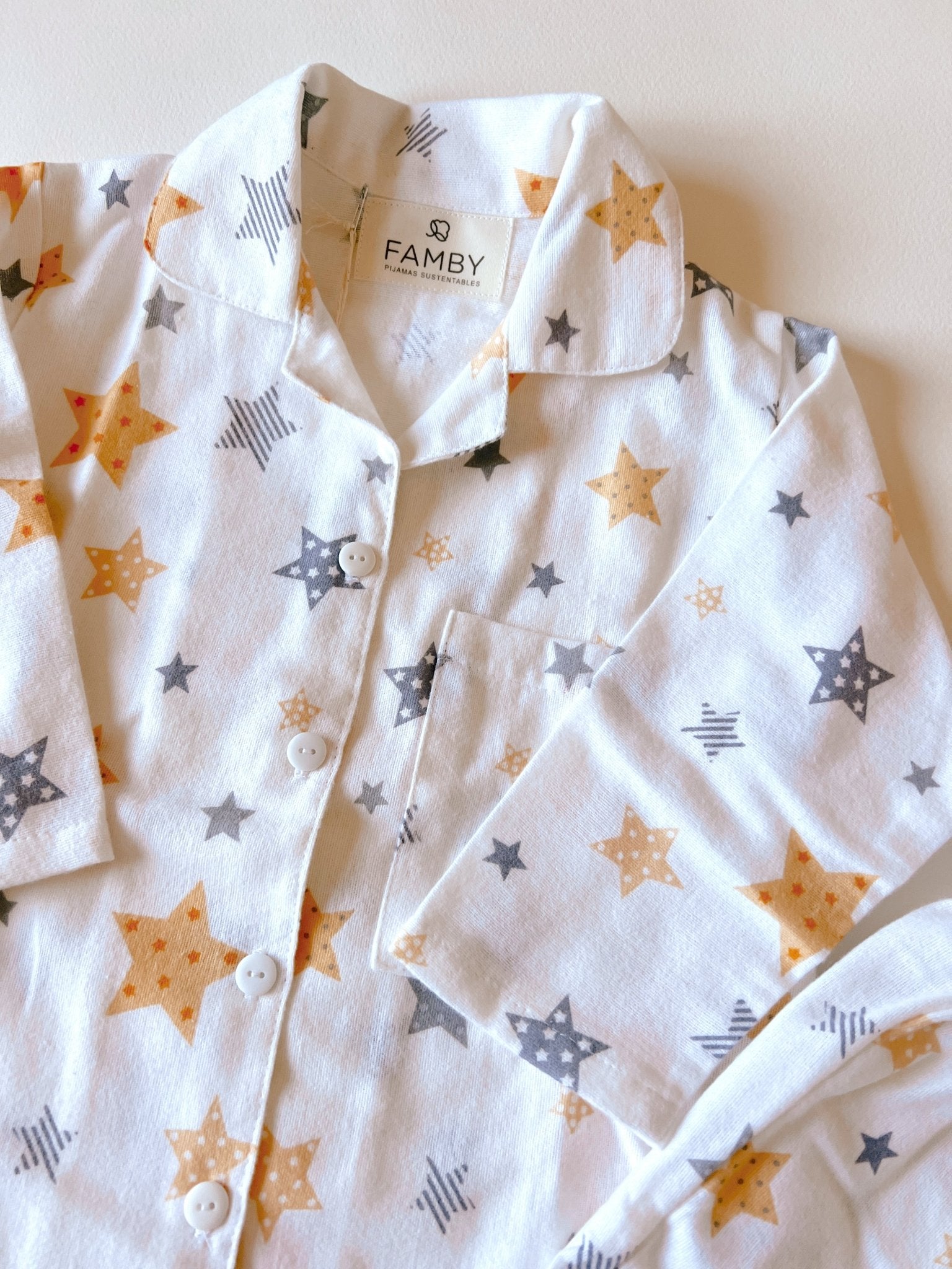 Pijama Infantil Largo moletón estrellas amarillas - fambypj