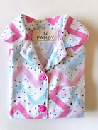 Pijama Infantil Largo moletón zigzag rosa y celeste - fambypj